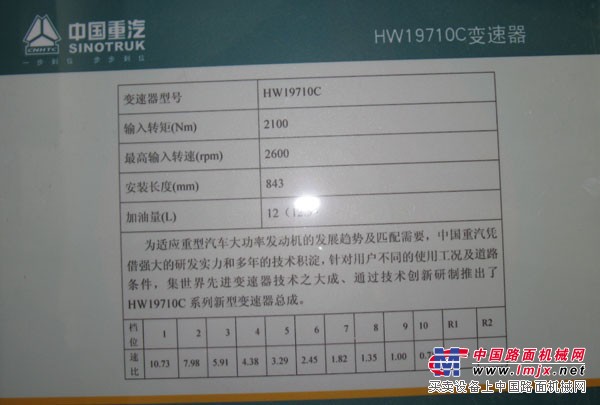 中国重汽HW19710C变速器