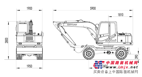 供应新源挖掘机XY75W-8T增强轮式挖掘机