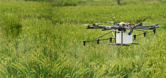 ·山河智能SUMA系列多旋翼无人机进行农药喷洒作业