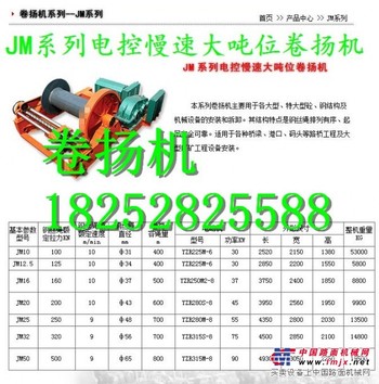 供应JM系列电控慢速大吨位卷扬机型号