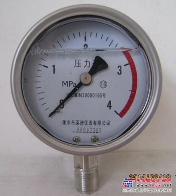 衡水供应便宜的不锈钢耐震压力表：耐震压力表代理商