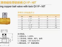 武汉价格合理的锻压黄铜磁性带锁球阀Q11F-16T哪里买，武汉铜阀批发