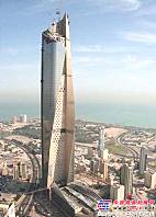 科威特第一高楼|科威特第一高楼Al Hamra Tower。2006年6月-2011年年底，普茨迈斯特泵送设备参与科威特第一高楼Al Hamra Tower的混凝土输送，此建筑高度412米，建筑面积29万平方米，参与此次泵送的设备型谱为托泵BSA 14000 HP-D，混凝土泵车Putzmeister MX 32-4。
