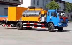 杭州欣融汽车，纤维同步封层车发车实景