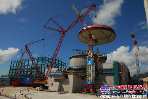 三一SCC16000履带起重机圆满完成广东台山核电站2#核岛穹顶吊装作业