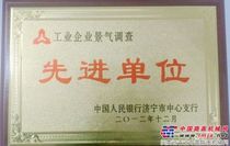 山推获得工业企业景气调查先进单位荣誉称号