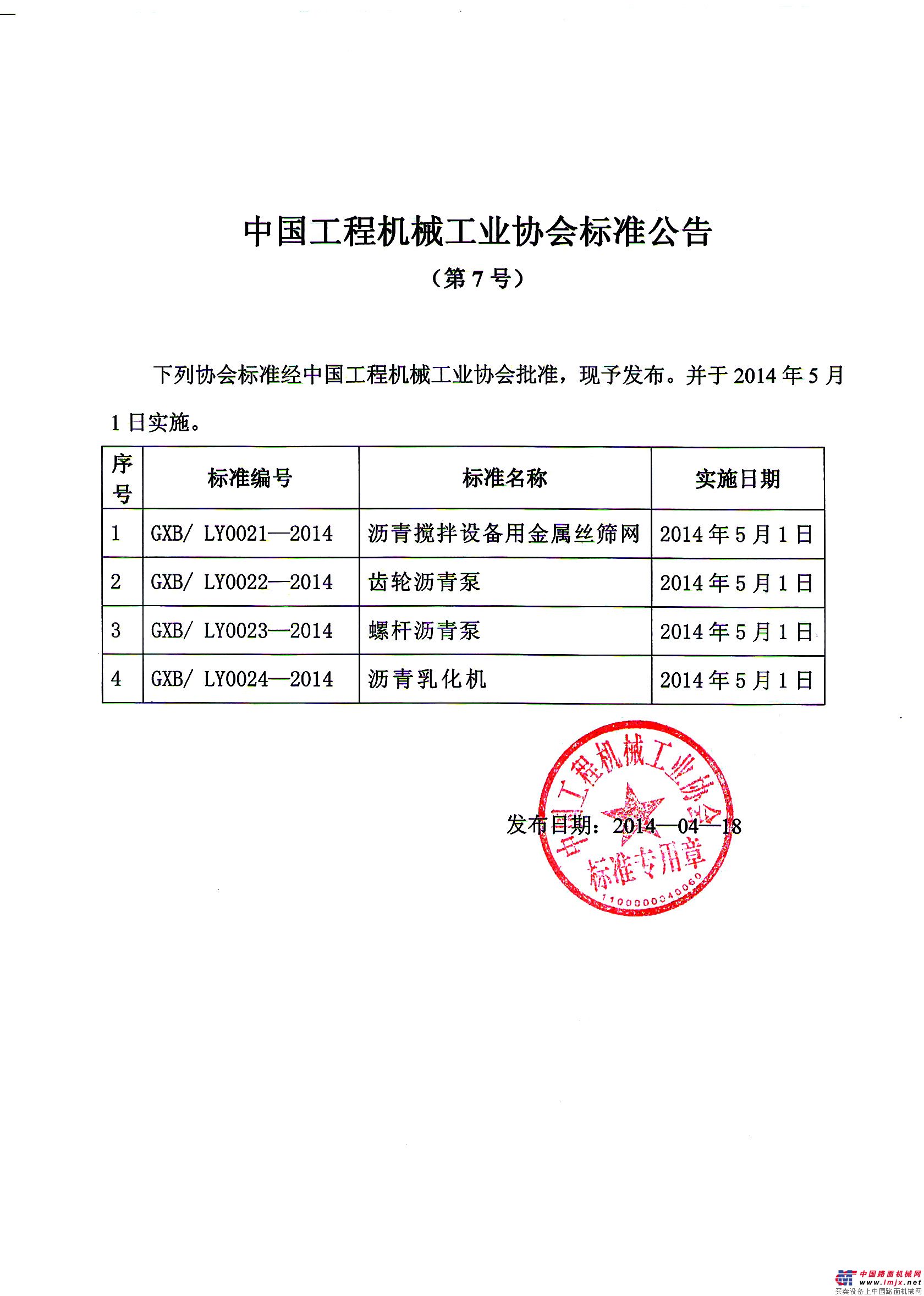 《沥青搅拌设备用金属丝筛网》等中国工程机械工业协会标准发布