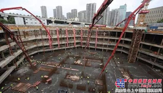 三一设备助力江苏首例超大规模底板一次性浇筑