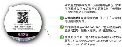 约翰迪尔润滑油全新防伪商标