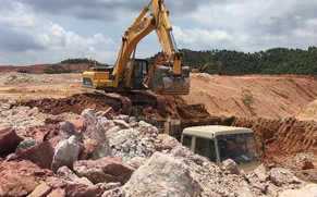 玉柴重工挖掘机玉林博白教育城建设项目施工视频