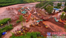  雲南元謀發生特大山洪泥石流 數十台挖掘機上陣開挖導流槽
