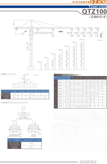 浙江建机QTZ100(ZJ6012-6)塔式起重机