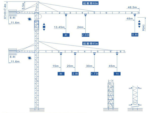 強力機械Q4808(4t)型尖頭塔式起重機高清圖 - 外觀