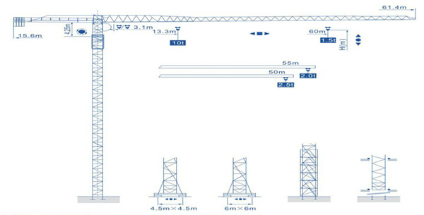 強力機械QP6015型平頭塔式起重機高清圖 - 外觀